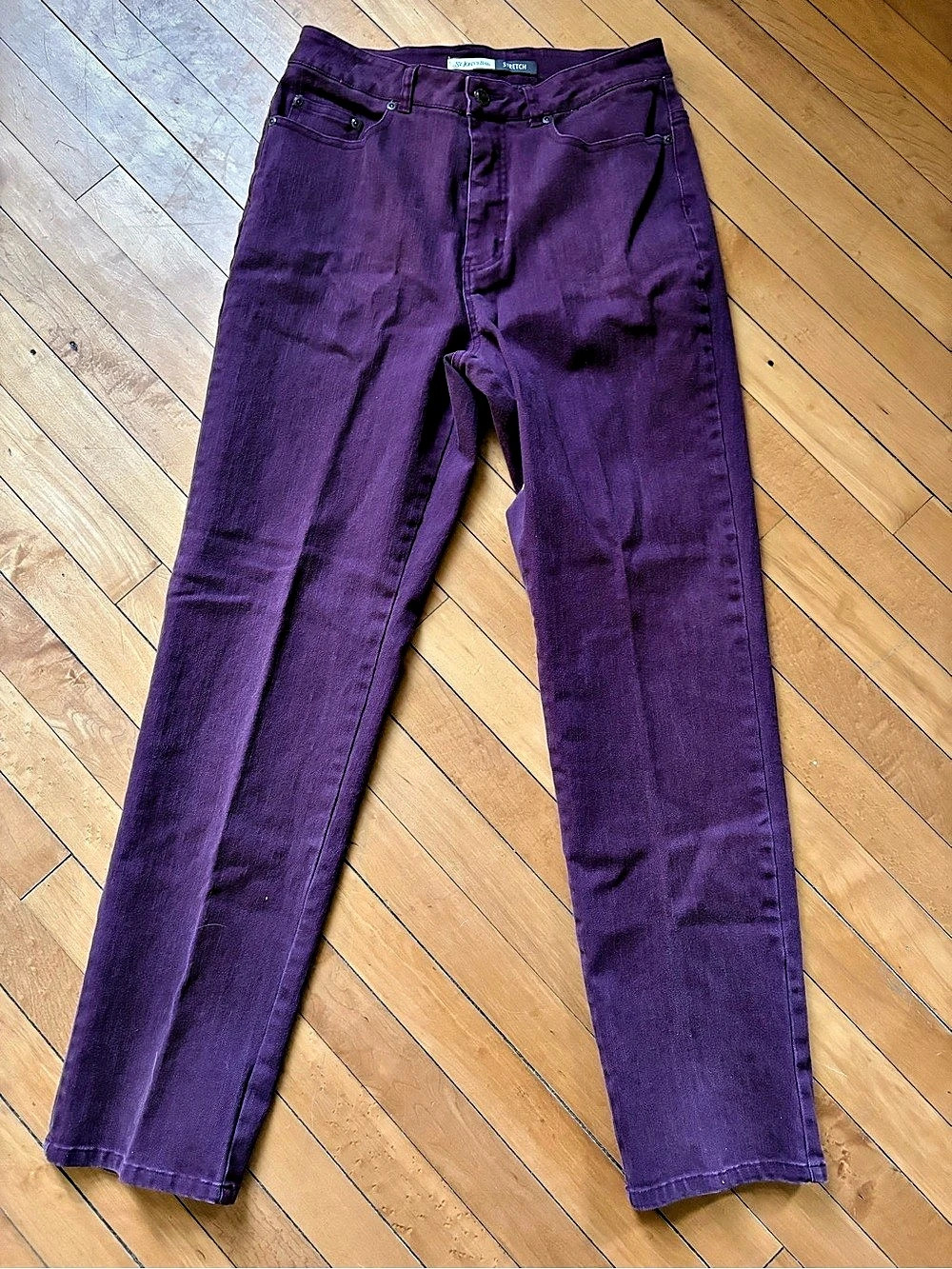 St. John's Bay Straight Leg Cotton Stretch Jeans Purple Waist 10 Like New
